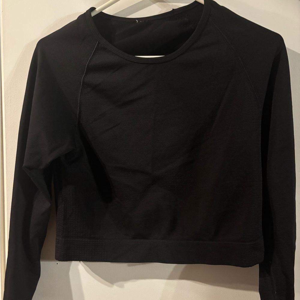 PINK Victoria's Secret Black Cropped Sweatshirt